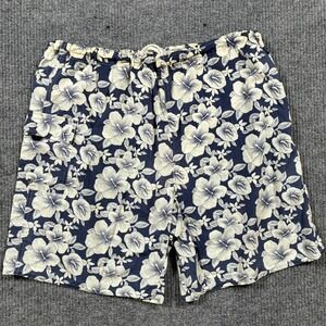 Treckers Mens Swim Trunks Size XL Blue Hawaiian Floral Nylon Mesh Lined Beach
